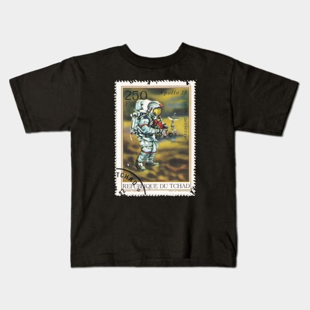 Apollo 15 Spaceman Astronaut Vintage Postal Stamp Art Kids T-Shirt by JMCdesign